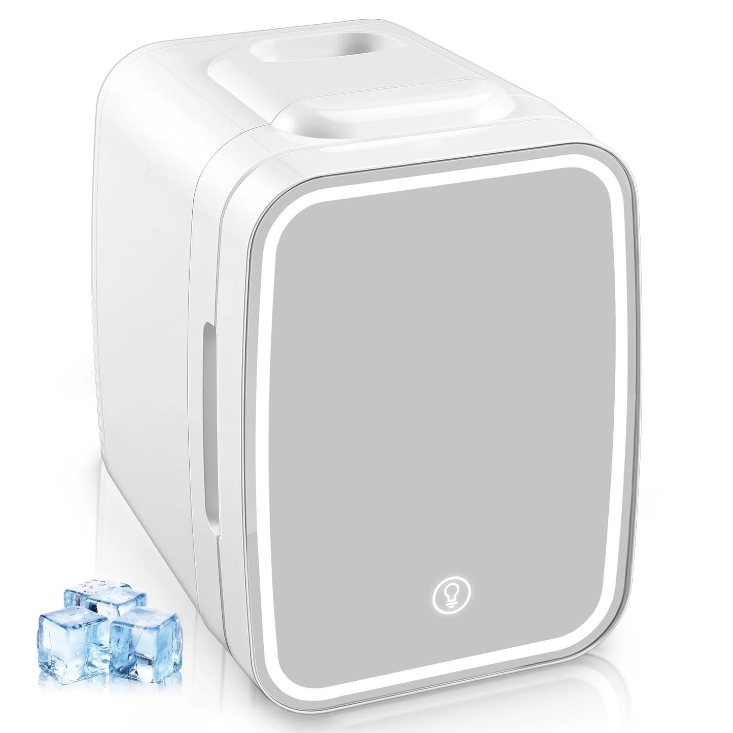 5 L Mini Fridge for Dorm, Small Bedroom Refrigerator Led Mirror Door with 3-Mode, Cooler & Warmer, White