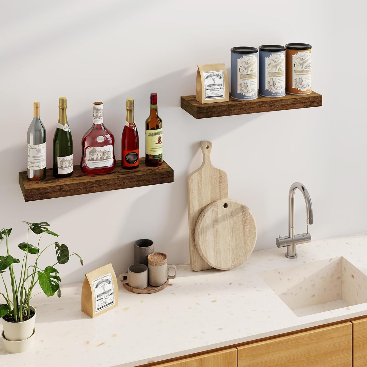 Floating Shelves for Wall, 24Inch Floating Shelves Set of 2, Hanging Shelf With