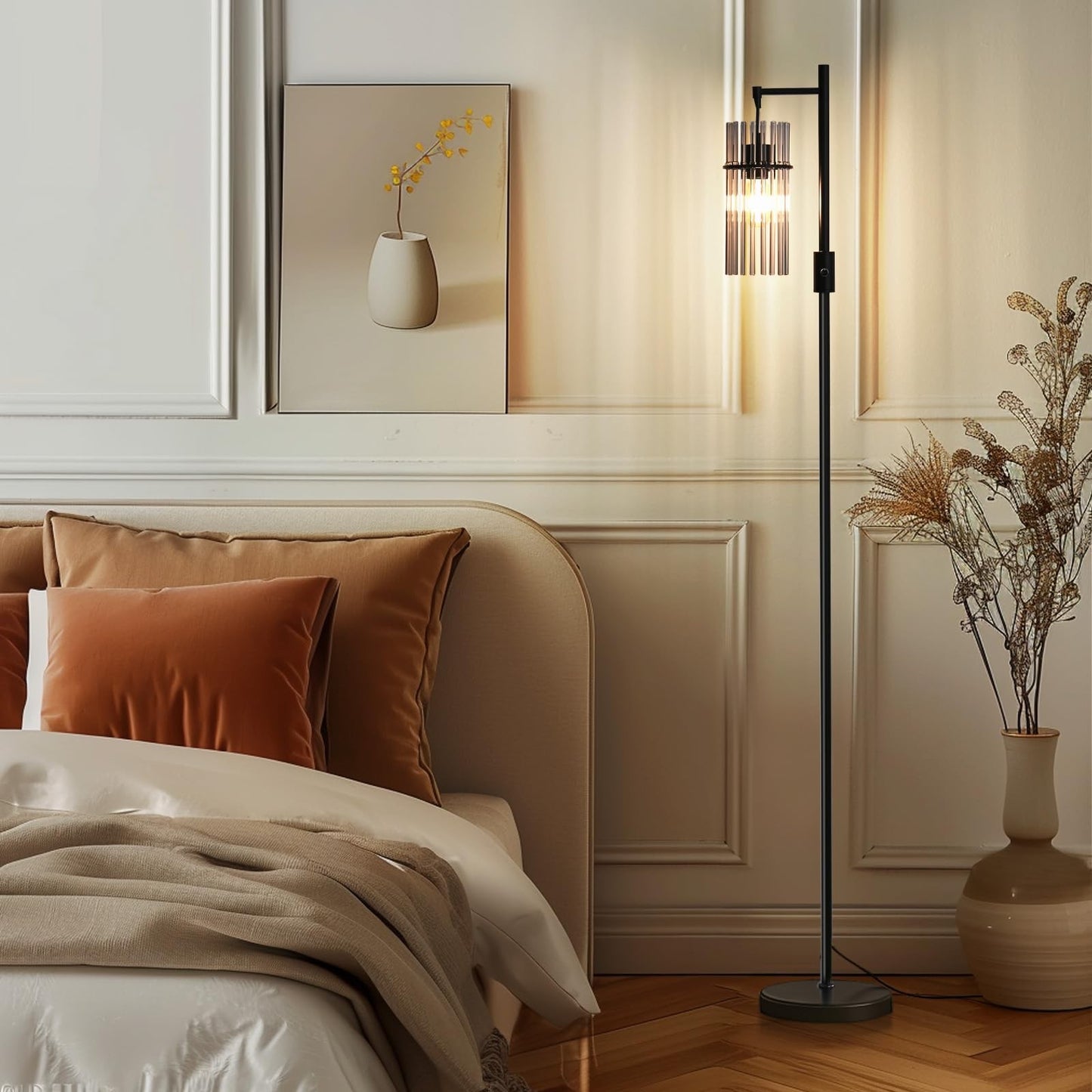 Industrial Floor Lamps for Living Room, Dimmable Floor Lamp Modern Standing