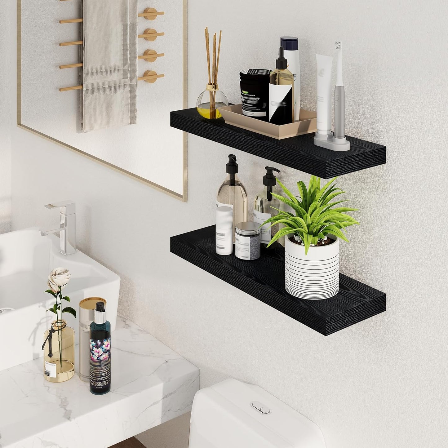 Floating Shelves for Wall, 24Inch Floating Shelves Set of 2, Hanging Shelf With