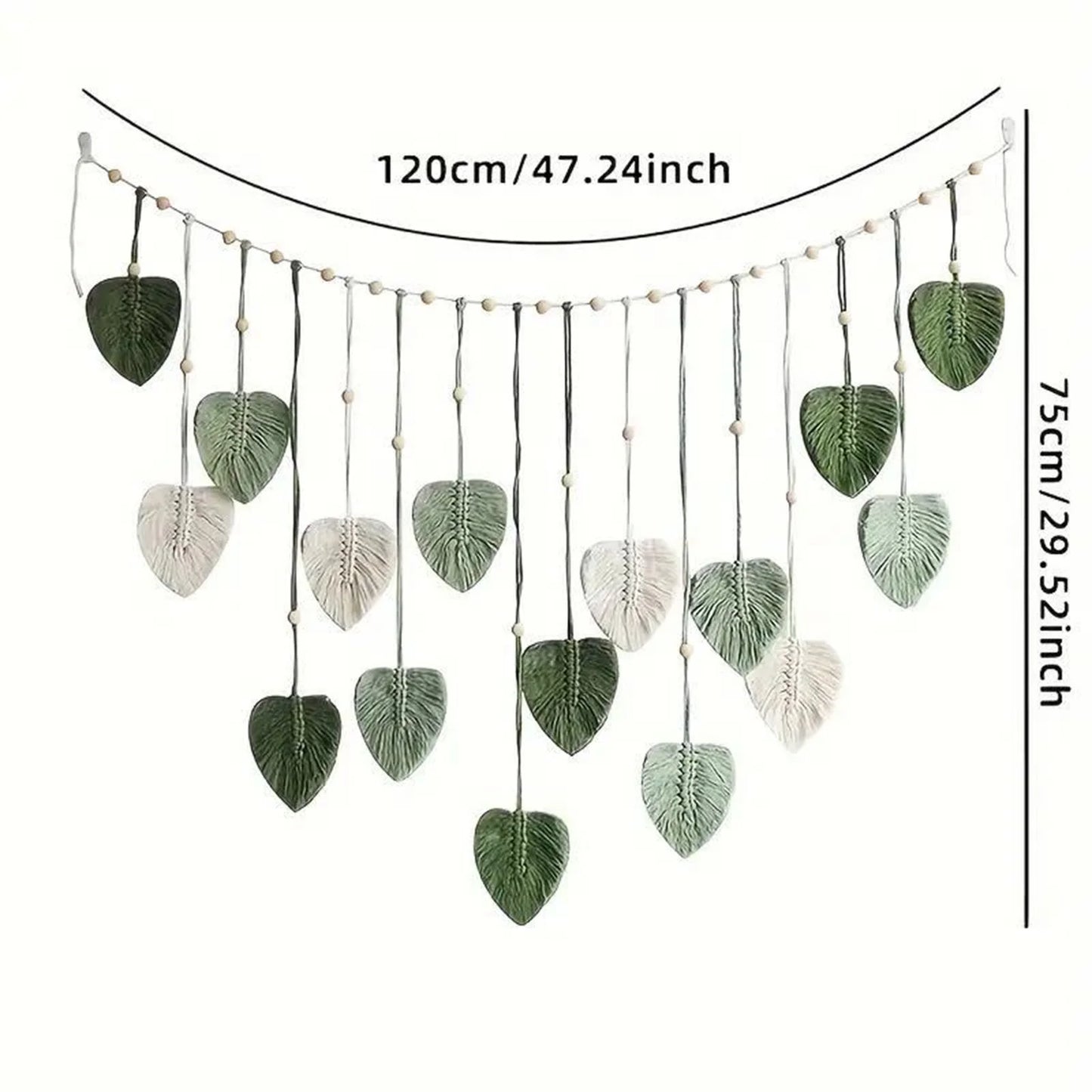 Macrame Wall Hanging,Leaves Woven Tapestry, Feather Handmade Tassels Boho Wall Decor,Leaves Art Decorations for Nursery Bedroom Living Room Apartment Home Backdrop