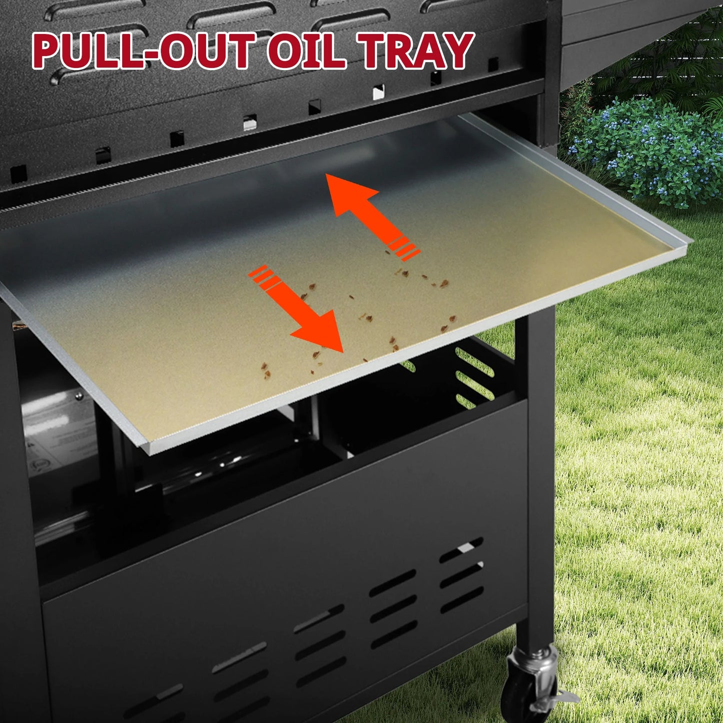 4-Burner Propane Gas Grill with Brush,  40,000BTU Outdoor BBQ Grill, Stainless Steel Camping Stove with Foldable Table, Hanging Basket, Support Legs