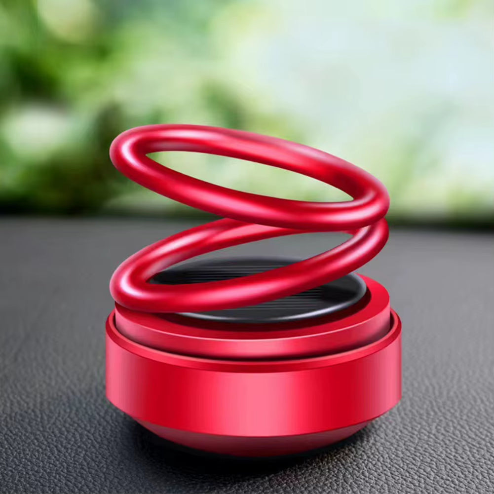Solar Powered Aromatherapy Diffusers Portable Double Ring Car Perfume Rotating Suspension Car Decoration Accessories