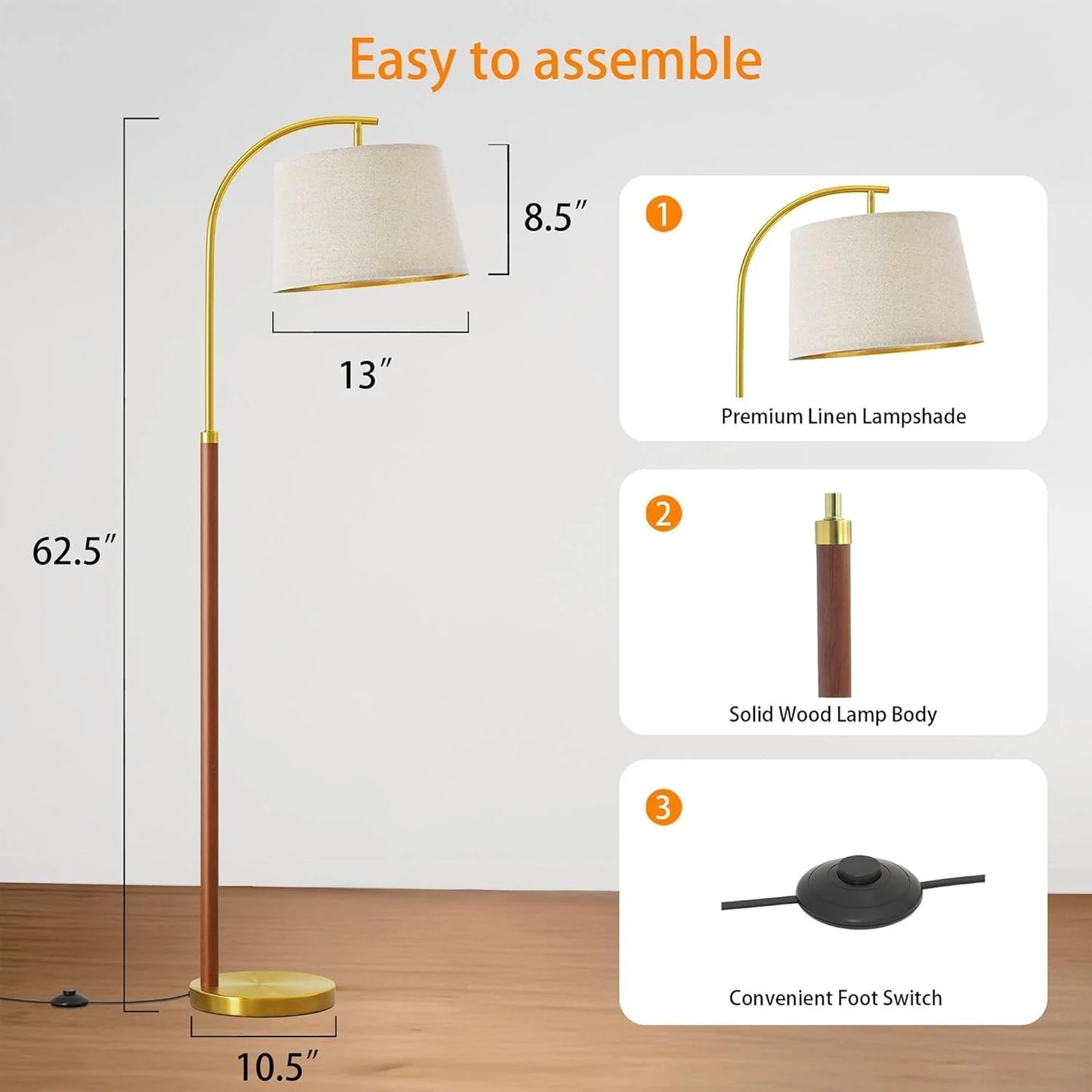 , Metal Floor Lamp with Shade