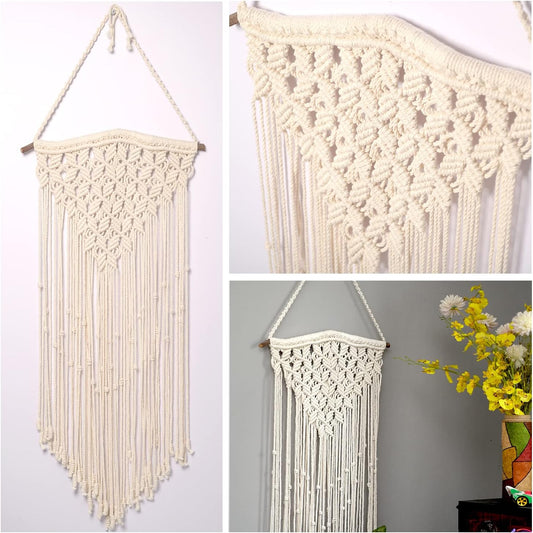Boho Macrame Wall Hanging Large, Macrame Decor, Boho Wall Art, Macrame Tapestry, Large Macrame Wall Decor, Macromay Wall Decor, Woven Wall Hanging, Wall Hanging Decor, Woven Tapestry 15" X 32", Beige