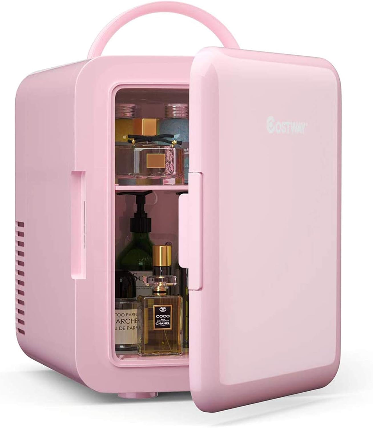 ARLIME Mini Fridge, 4 Liter Skincare Refrigerator, Beauty Small Compact Refrigerator, Portable Beer Fridge, Low Noise Cooler and Warmer with AC/DC Power for Bedroom, Dorm, Cars, Office (Pink)