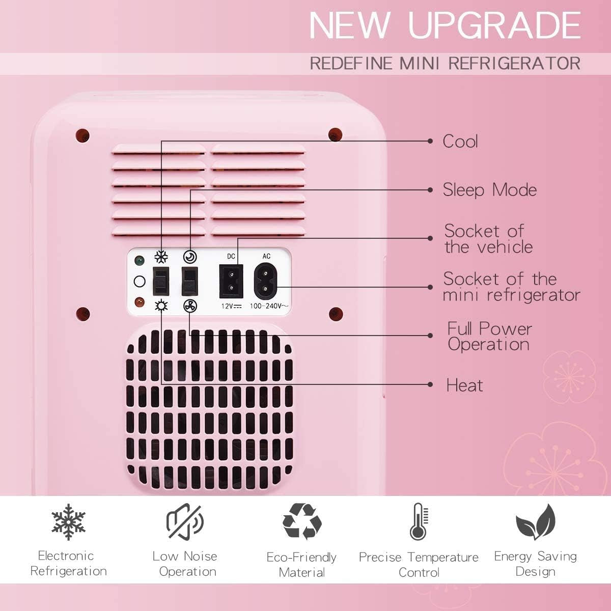 ARLIME Mini Fridge, 4 Liter Skincare Refrigerator, Beauty Small Compact Refrigerator, Portable Beer Fridge, Low Noise Cooler and Warmer with AC/DC Power for Bedroom, Dorm, Cars, Office (Pink)