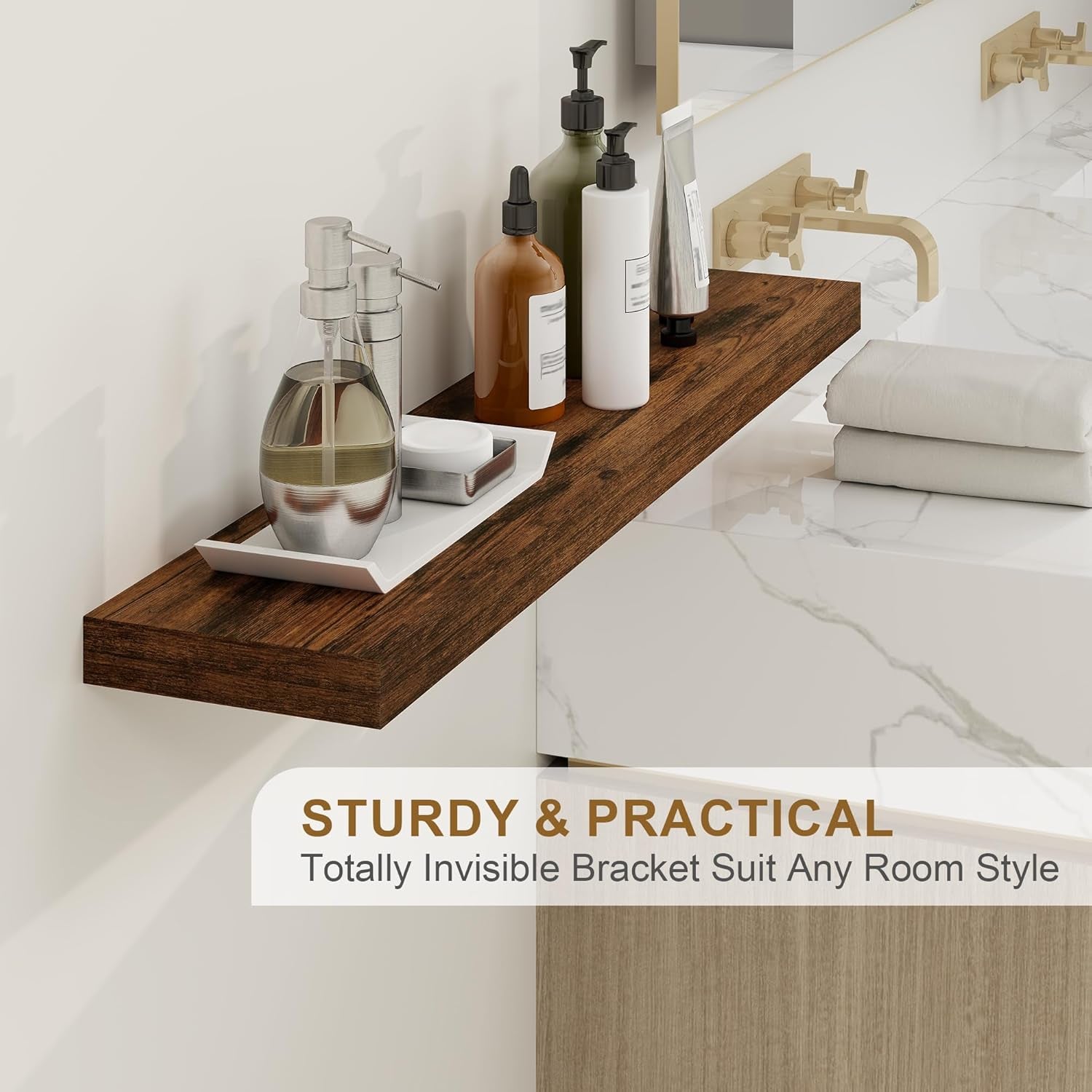 Floating Shelves for Wall, 24Inch Floating Shelves Set of 2, Hanging Shelf With