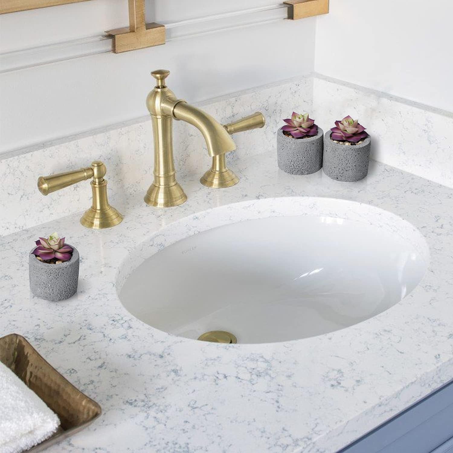 Hopewood Small Succulents Artificial Tiny Plants Faux Succulents in Pots, Small Plants for Shelf Desk Home Decor