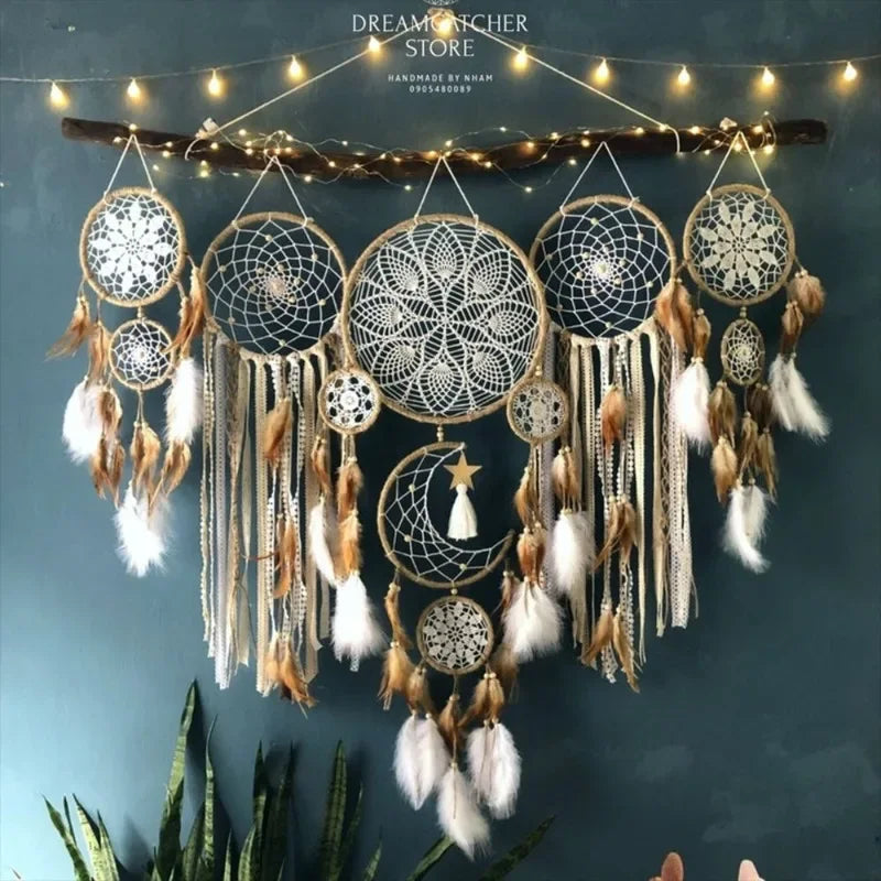 5Pcs/Set Dream Catchers Boho Home Decor Macrame Dream Catchers Wall Hangings Moon Ramadan Dreamcatcher Kids Nursery Ornament