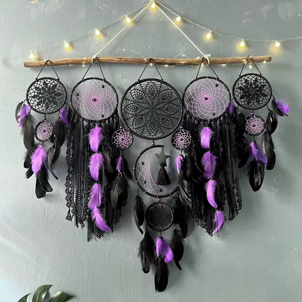 5Pcs/Set Dream Catchers Boho Home Decor Macrame Dream Catchers Wall Hangings Moon Ramadan Dreamcatcher Kids Nursery Ornament