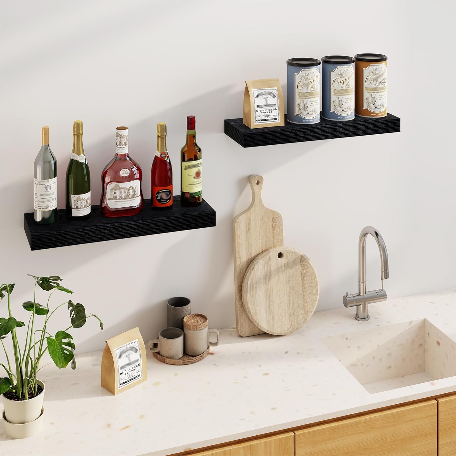 Floating Shelves for Wall, 24Inch Floating Shelves Set of 2, Hanging Shelf With