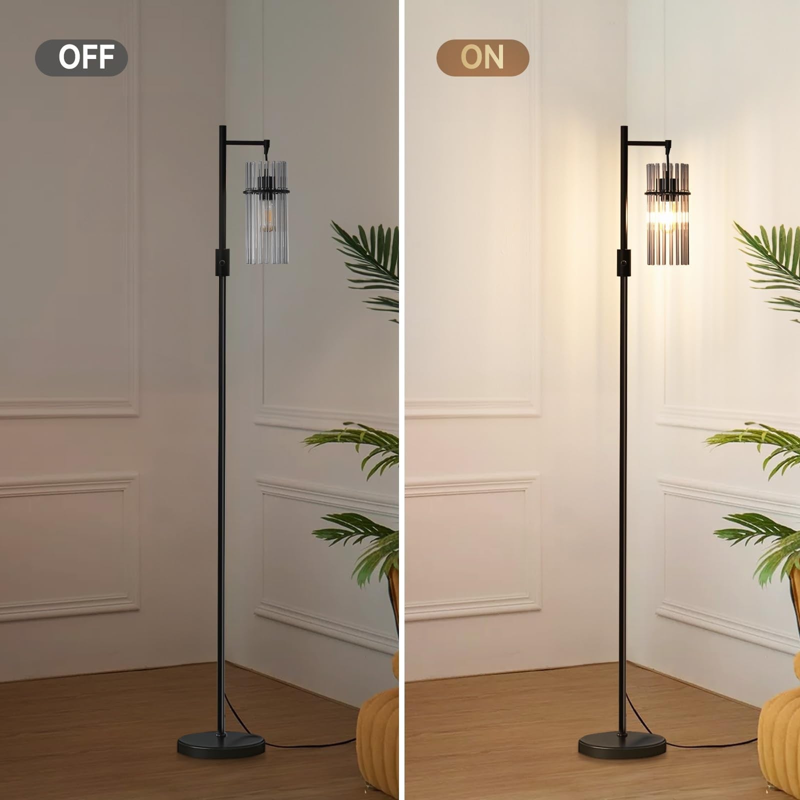 Industrial Floor Lamps for Living Room, Dimmable Floor Lamp Modern Standing
