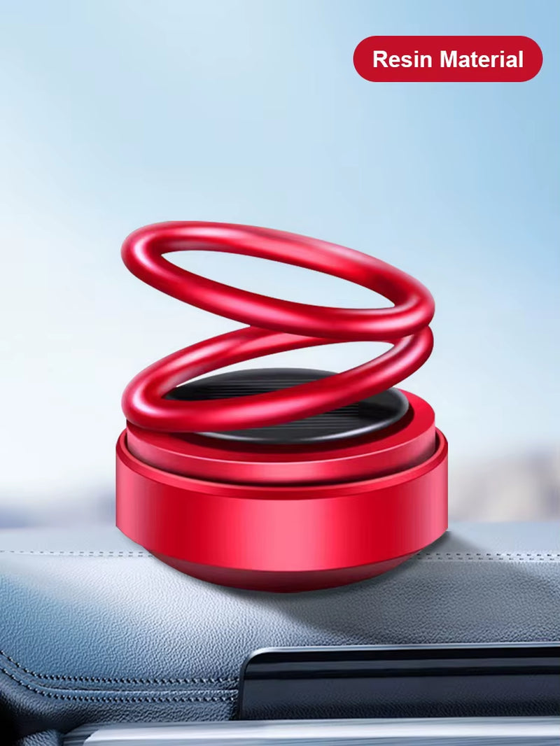 Solar Powered Aromatherapy Diffusers Portable Double Ring Car Perfume Rotating Suspension Car Decoration Accessories