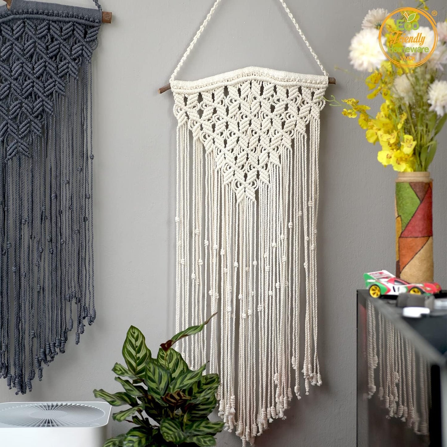 Boho Macrame Wall Hanging Large, Macrame Decor, Boho Wall Art, Macrame Tapestry, Large Macrame Wall Decor, Macromay Wall Decor, Woven Wall Hanging, Wall Hanging Decor, Woven Tapestry 15" X 32", Beige