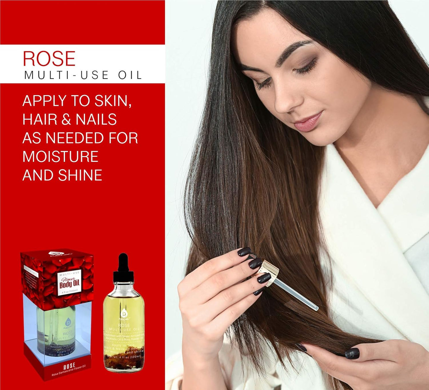 Pursonic Pursonic Multi-Use Flower Body Oils (Rose), 4 Ounces