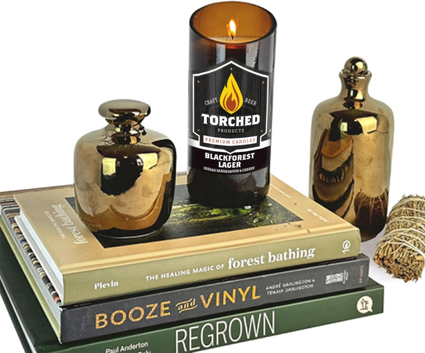 Torched Beer Scented Candles | Natural Soy Wax Candle | Blackforest Lager Scent 8 Oz | Makes a Great Gift for Men, Beer Lovers, and Collectors | Bar Man-Cave Decor and Accessories