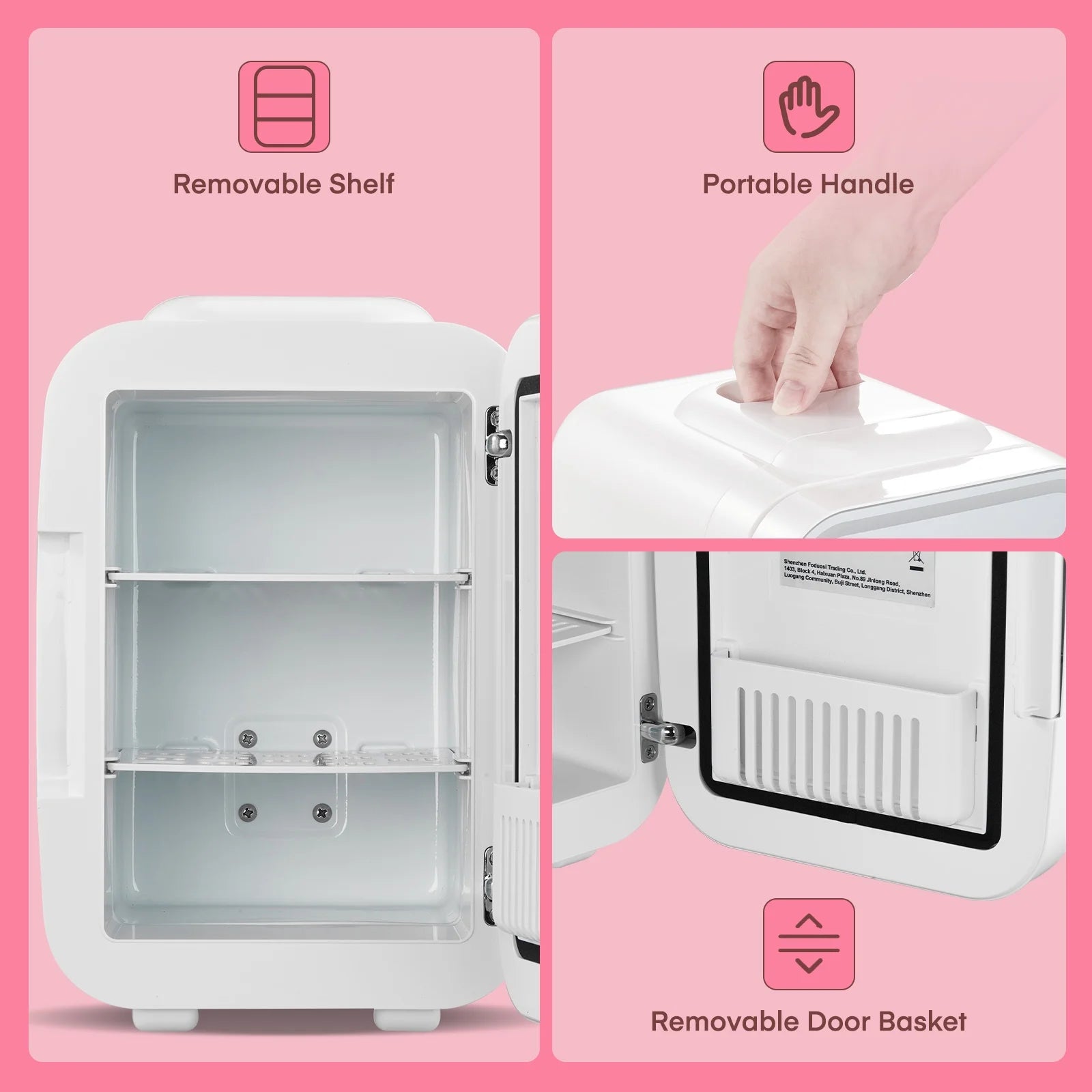 5 L Mini Fridge for Dorm, Small Bedroom Refrigerator Led Mirror Door with 3-Mode, Cooler & Warmer, White