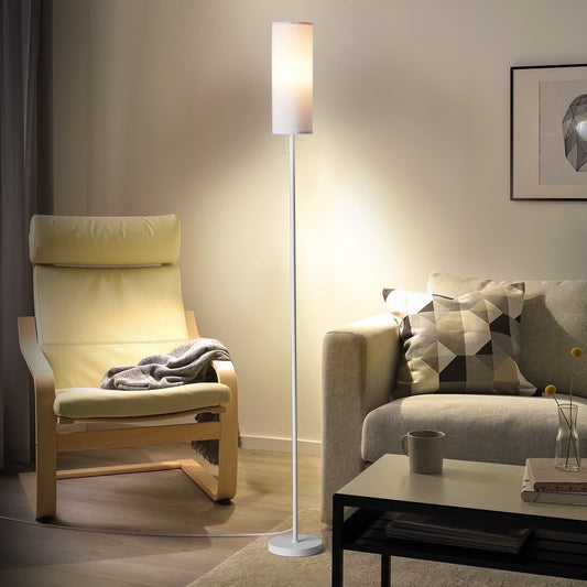 Floor Lamp, White Modern Standing Lamp with Foot Switch Line Shade, 68 Inches Reading Pole Lamp for Living Room Bedroom Office