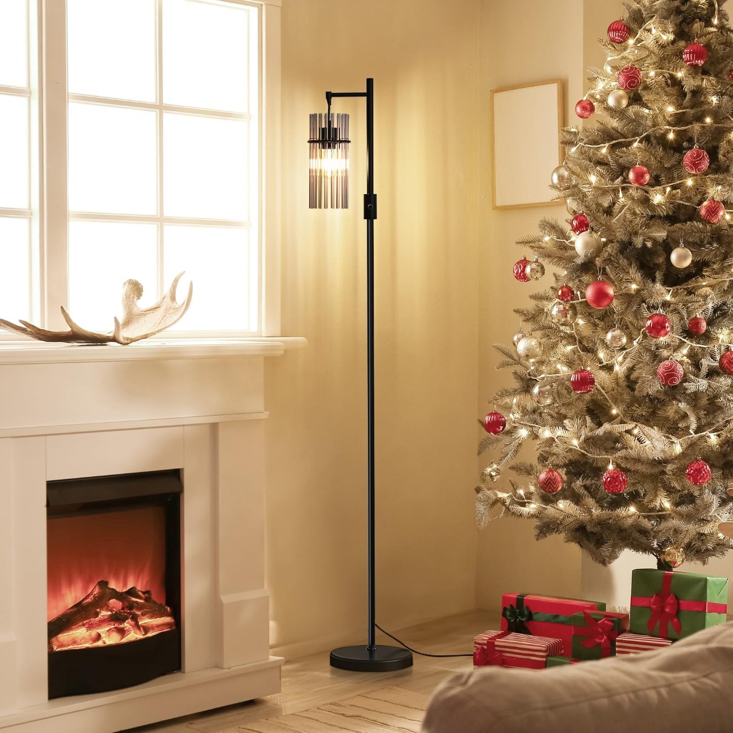 Industrial Floor Lamps for Living Room, Dimmable Floor Lamp Modern Standing