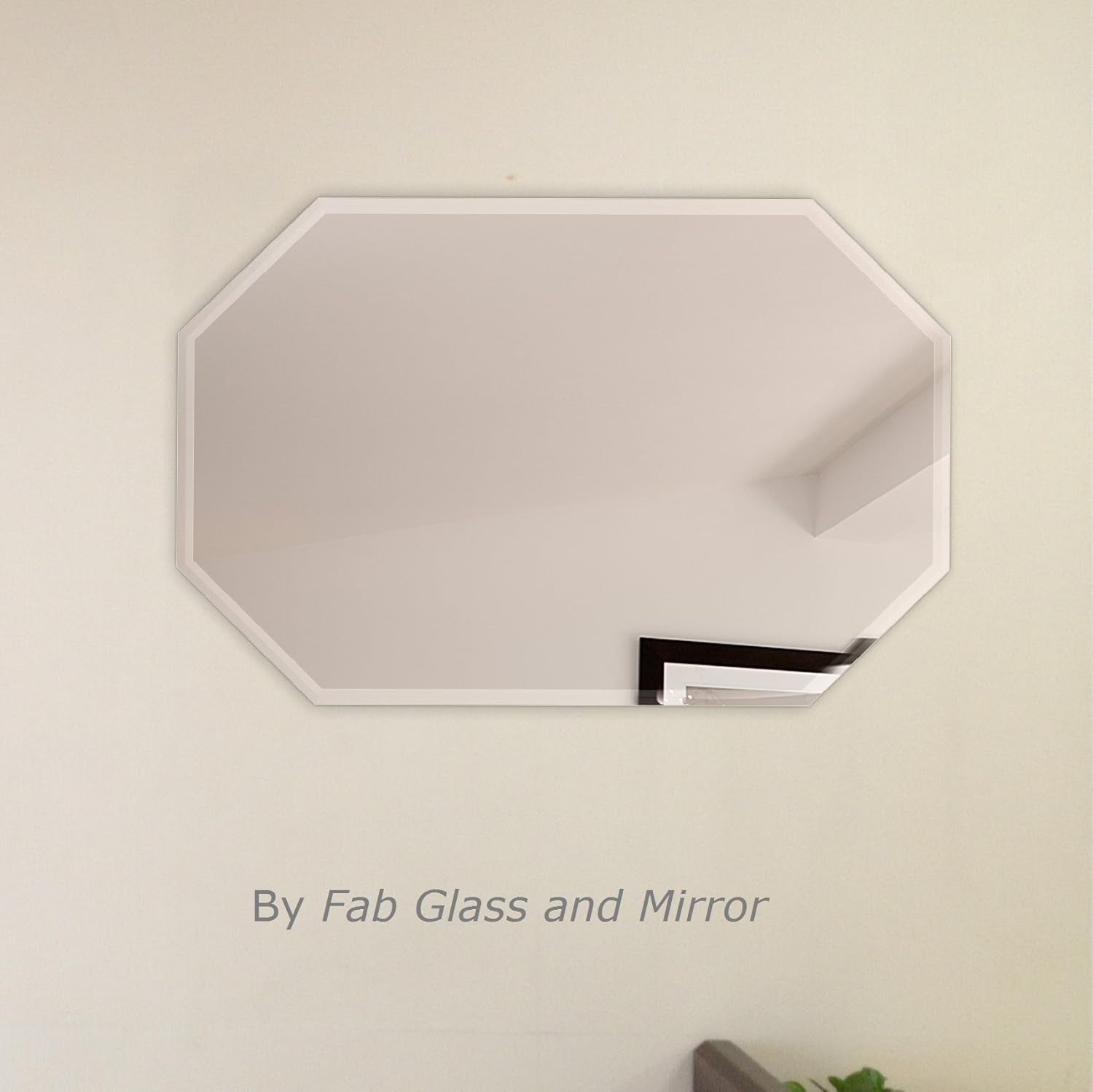 Fab Glass and Mirror M-20X30Oct-Hks Octagon Frameless Wall Mirror Bevel Polish with 3 Hooks,20" X 30"