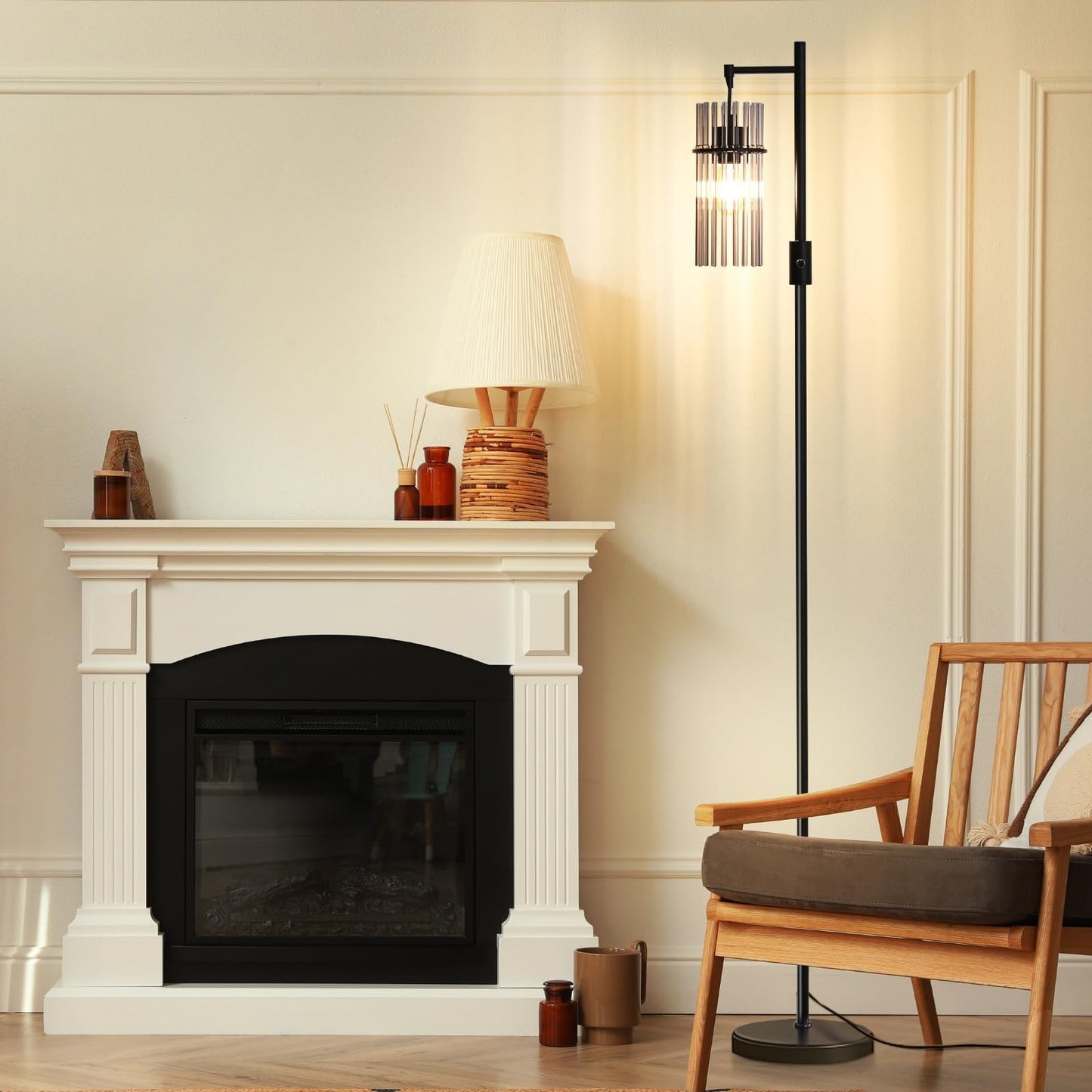 Industrial Floor Lamps for Living Room, Dimmable Floor Lamp Modern Standing