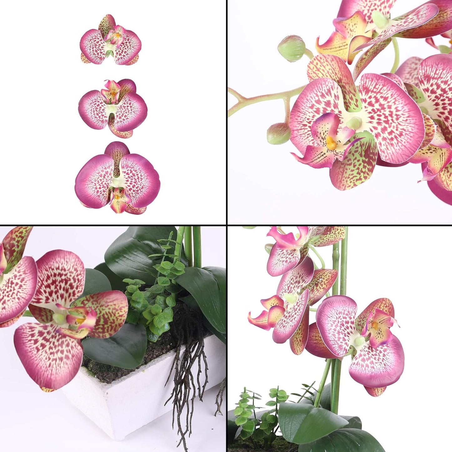 Artificial Orchid with White Trapezoid 18”For Home Office Table Kitchen Bathroom Living Room Party Wedding Christmas Decoration