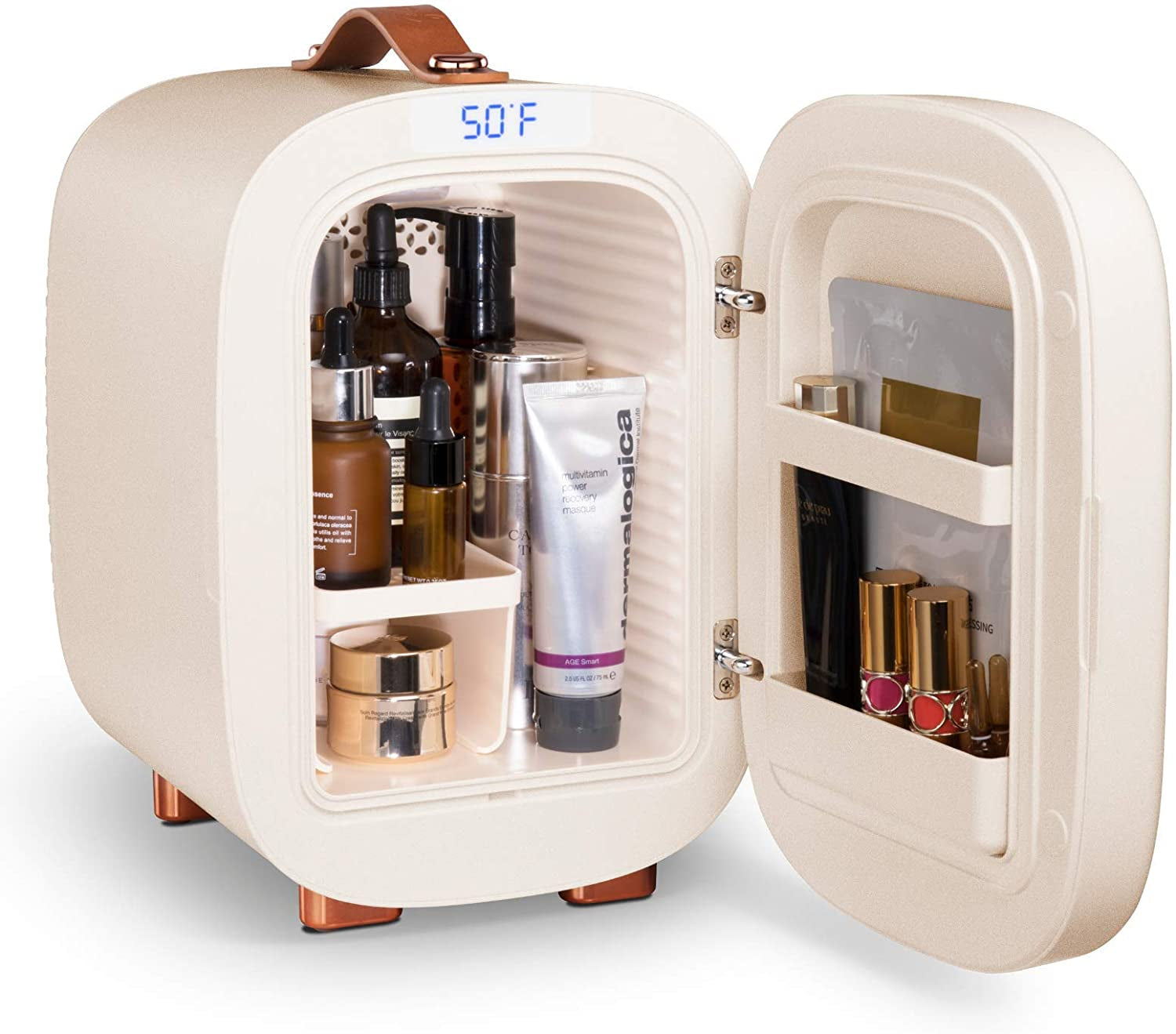 QUBI Mini Fridge, Professional Compact Fridge for Skincare, Mini Cosmetics, Makeup, 5 Liter (Cream White, 5L)