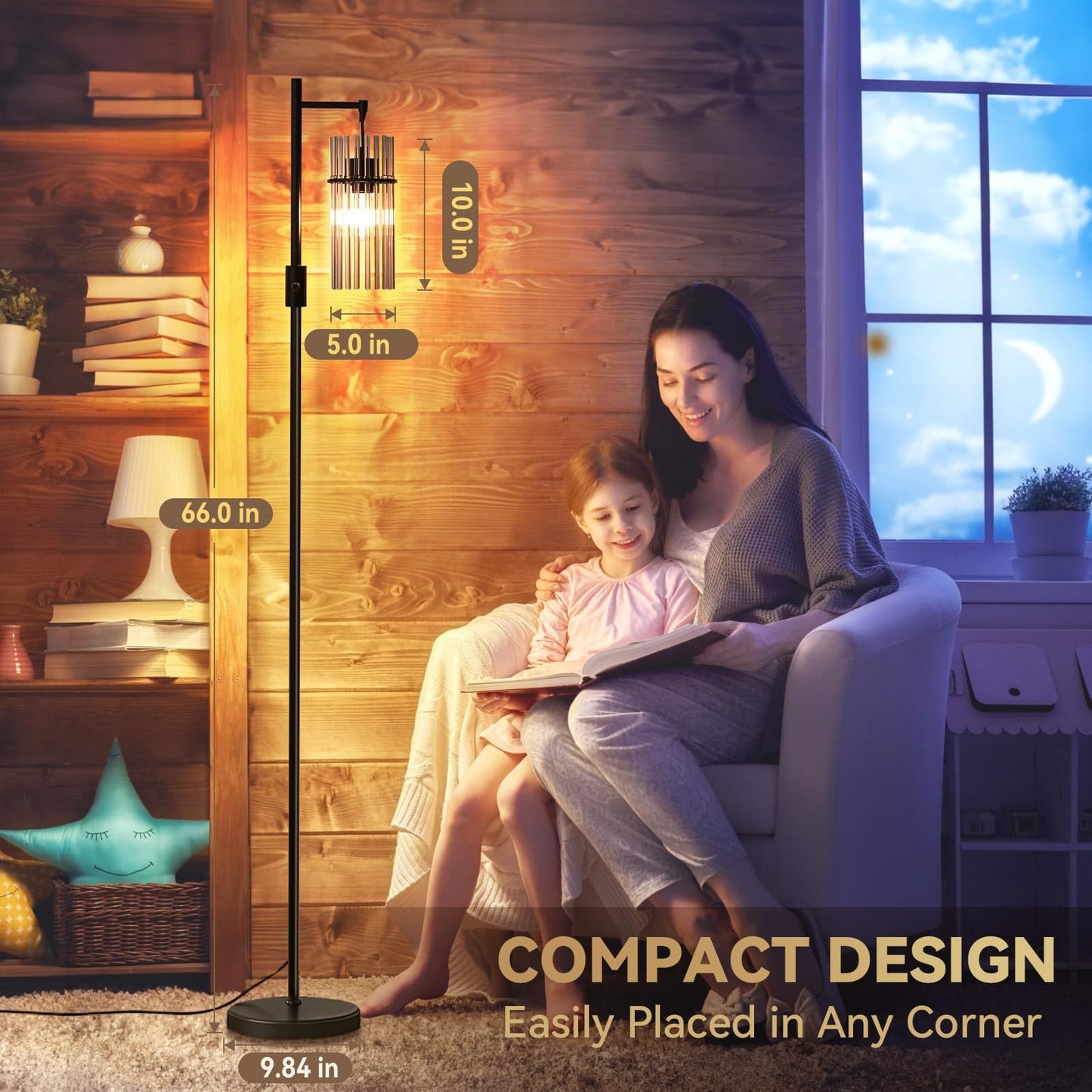 Industrial Floor Lamps for Living Room, Dimmable Floor Lamp Modern Standing