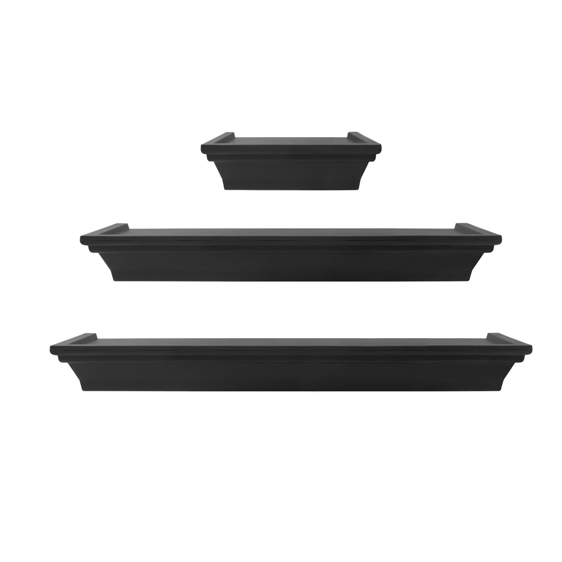 (2 Pack)  3PC Plastic Floating Shelves, Black