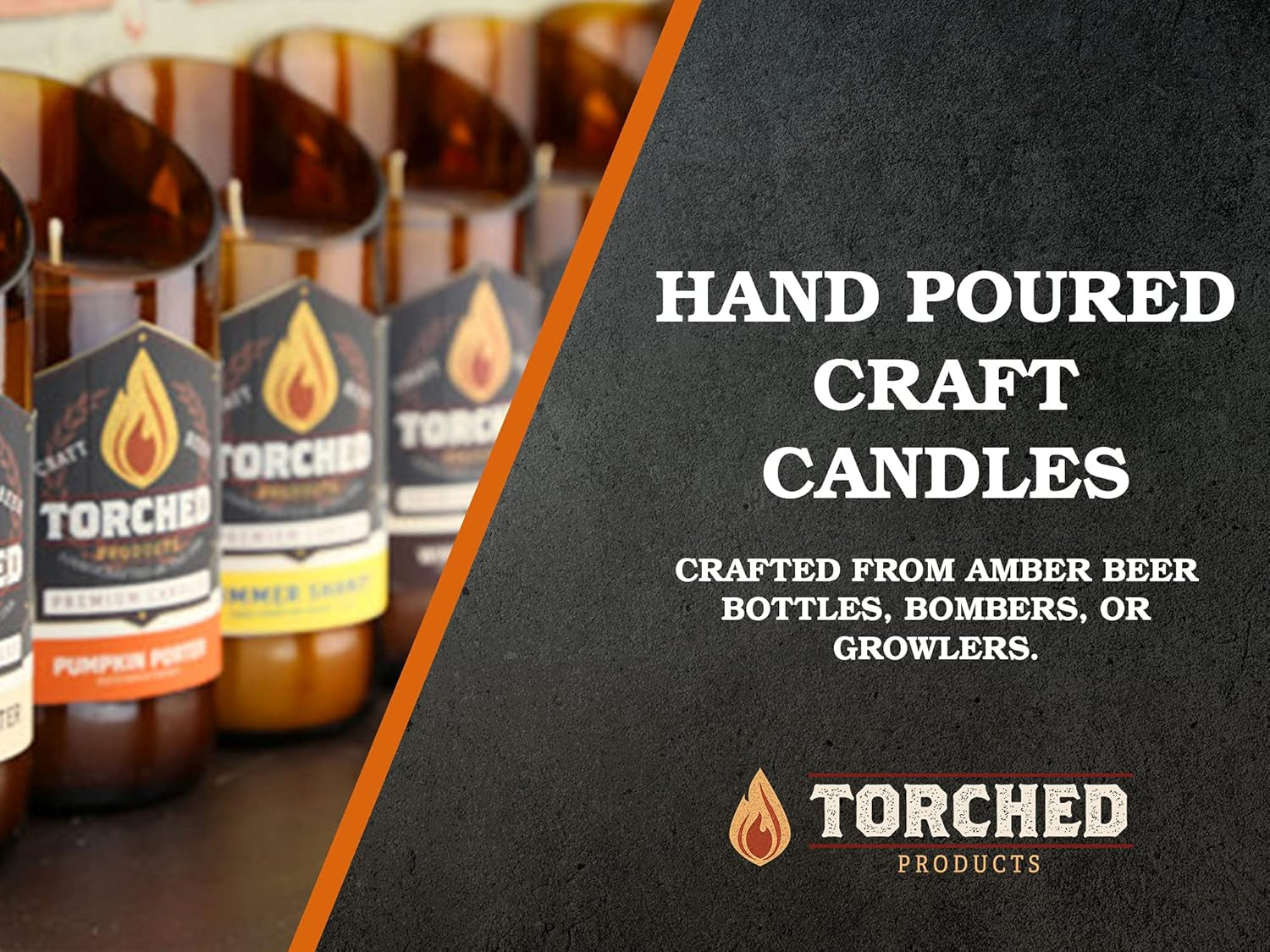 Torched Beer Scented Candles | Natural Soy Wax Candle | Blackforest Lager Scent 8 Oz | Makes a Great Gift for Men, Beer Lovers, and Collectors | Bar Man-Cave Decor and Accessories
