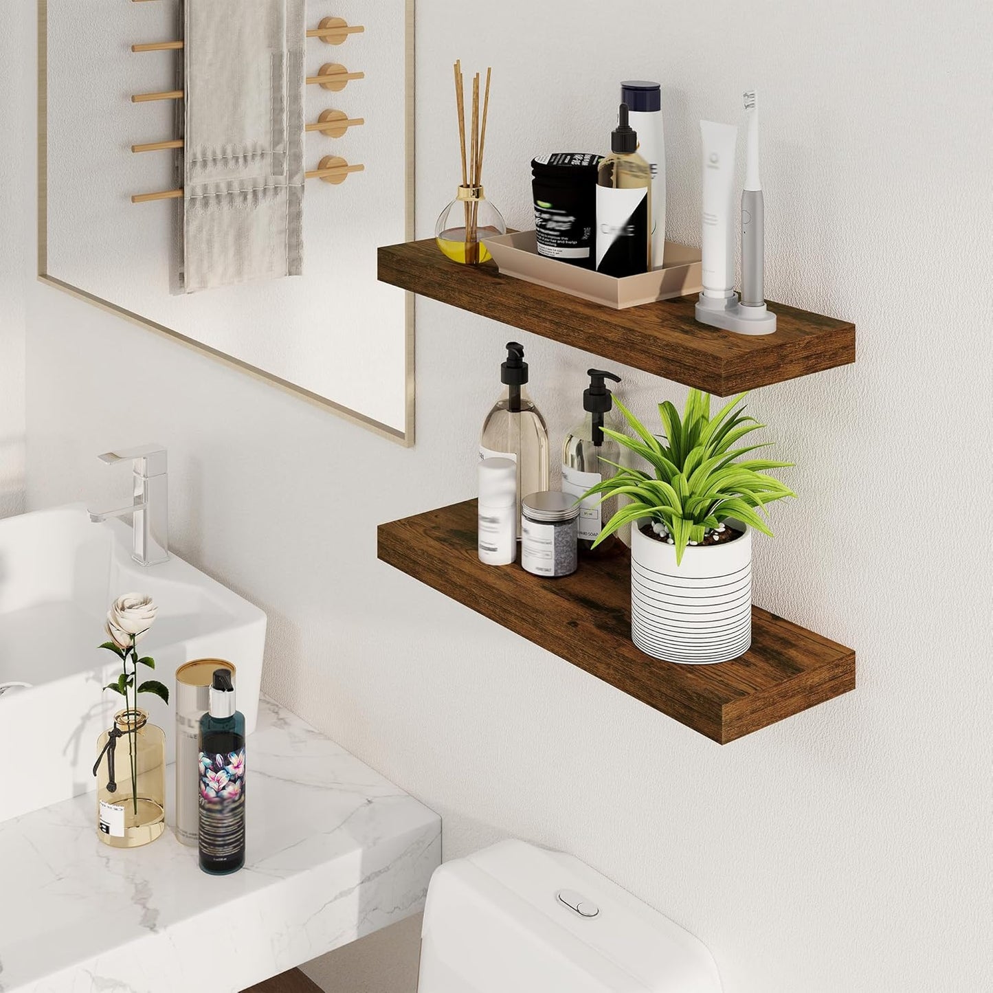 Floating Shelves for Wall, 24Inch Floating Shelves Set of 2, Hanging Shelf With