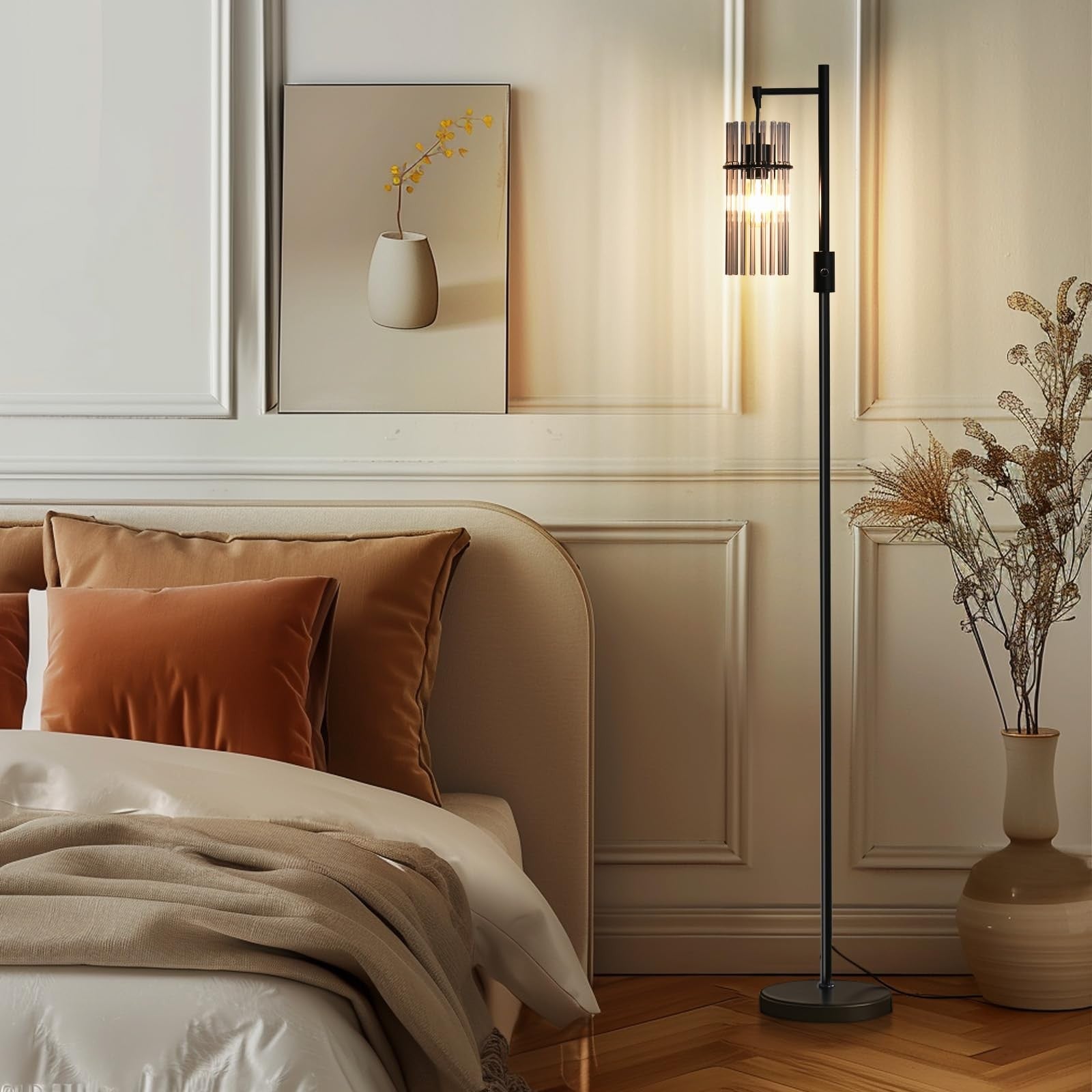 Industrial Floor Lamps for Living Room, Dimmable Floor Lamp Modern Standing