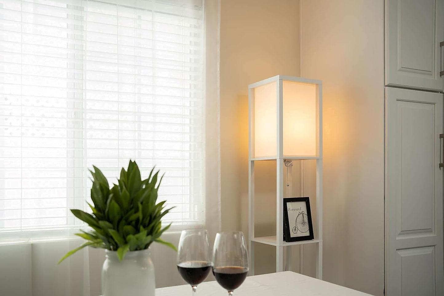 ATAMIN Avery - 63" Floor Lamp with Shelves, Modern Shelf Lamp for Bedroom and Living Room, Tall Standing Lamp with Shelves, Bedside Floor Lamp for Reading, White