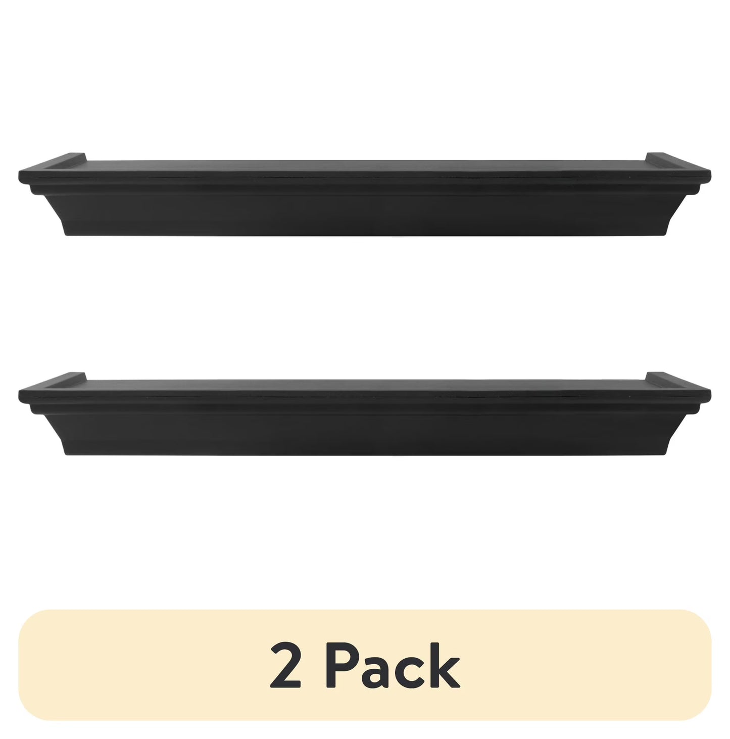(2 Pack)  3PC Plastic Floating Shelves, Black