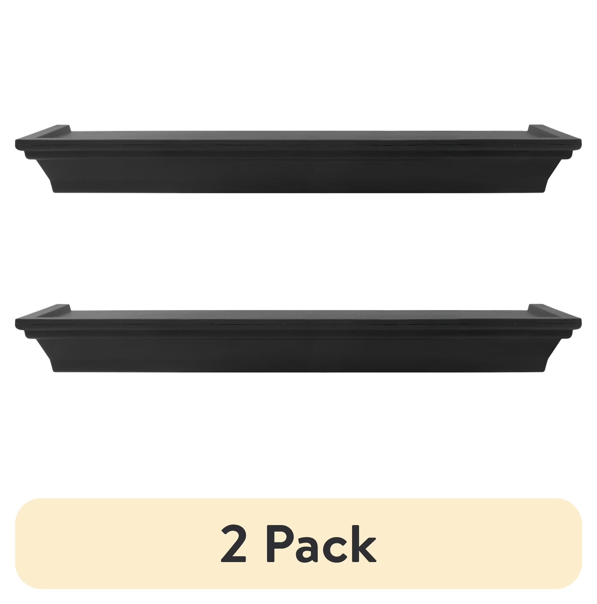 (2 Pack)  3PC Plastic Floating Shelves, Black
