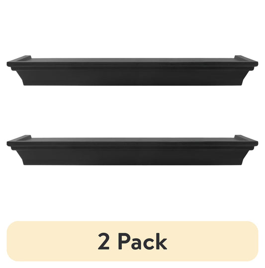 (2 Pack)  3PC Plastic Floating Shelves, Black