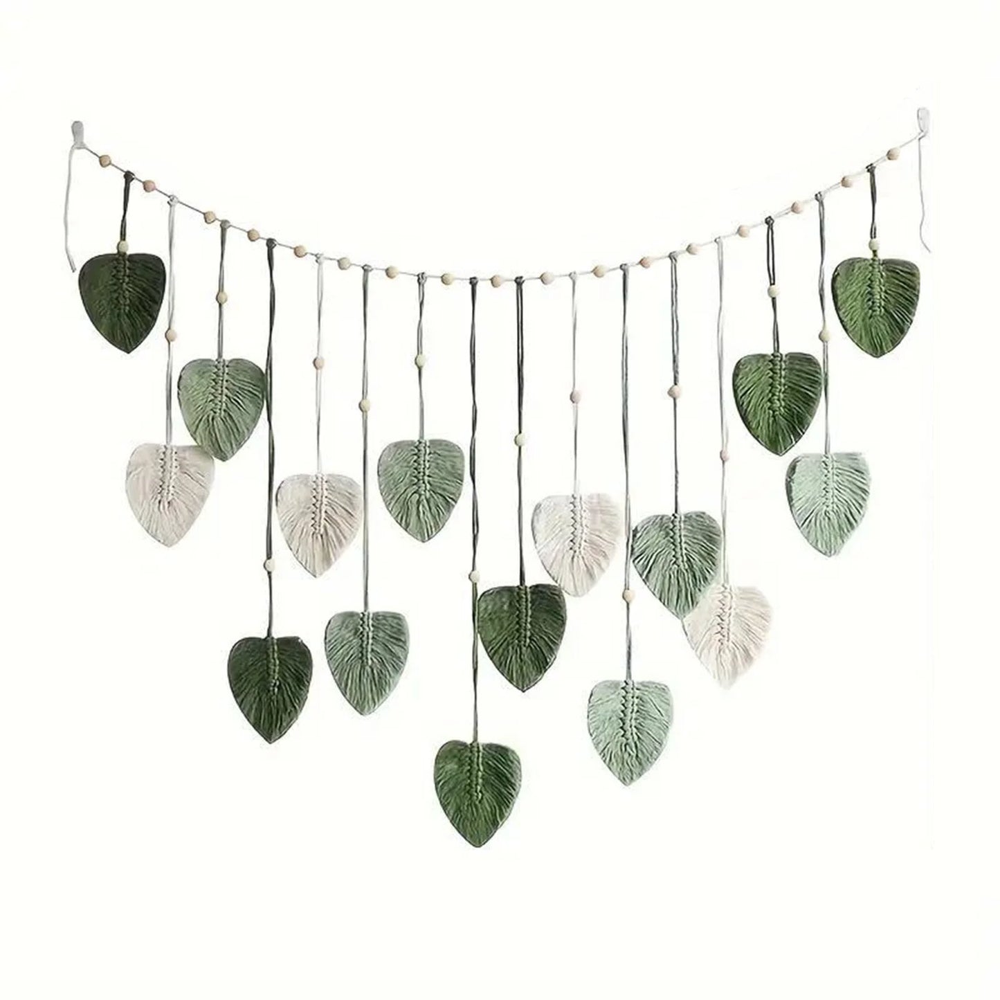 Macrame Wall Hanging,Leaves Woven Tapestry, Feather Handmade Tassels Boho Wall Decor,Leaves Art Decorations for Nursery Bedroom Living Room Apartment Home Backdrop